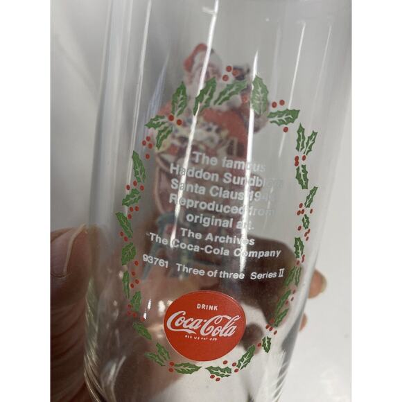 Vintage 1948 Haddon Sundblom Coca-Cola Christmas Santa Claus 12 oz Drink Glass - Picture 3 of 5